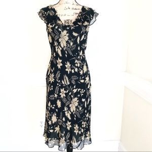 Lauren Ralph Lauren Silk Chiffon Ruffled Midi Dress 8